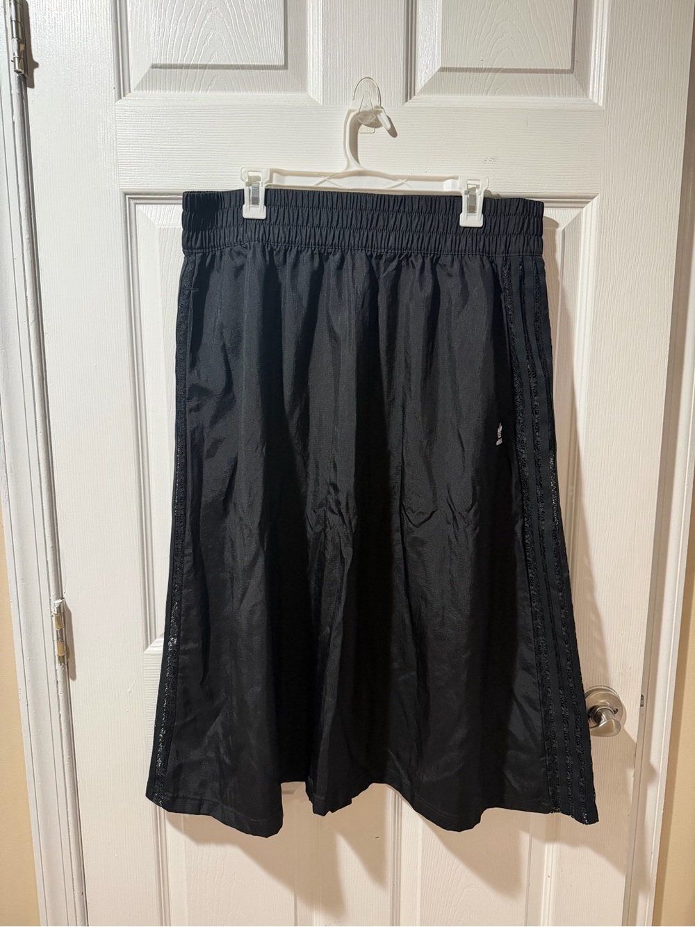 Addidas Black Women's Elastic Waist A-Line Midi Nylon Skirt